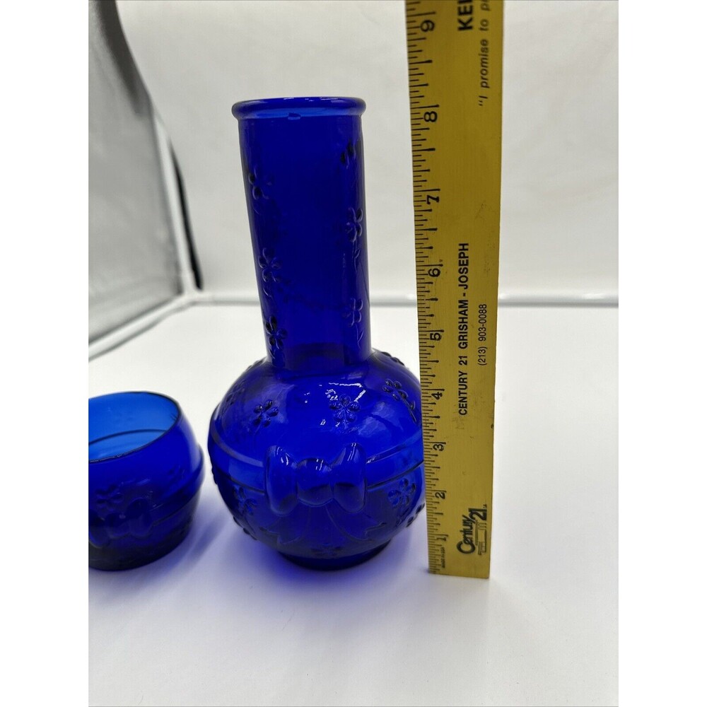 VTG Crownford Giftware Cobalt Blue Glass Decanter & Cup Made in ITALY 1983 - Picture 4 of 13